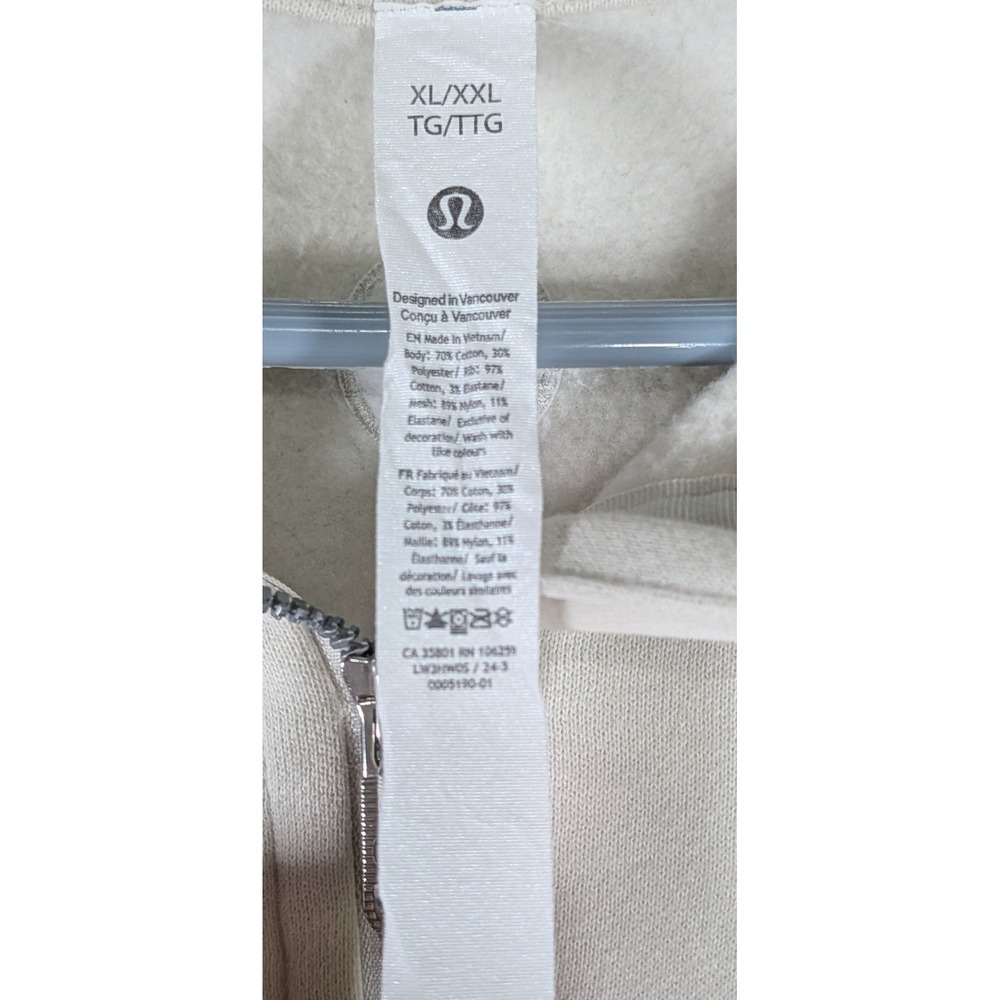 Lululemon Auburn Tigers Scuba Oversized Half-Zip Hoodie Cream XL/XXL LW3HW0S - Picture 6 of 6